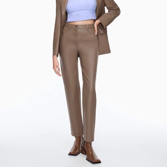 Wilfred Melina Vegan Leather Taupe Pants Sz 0 - Picture 1 of 8